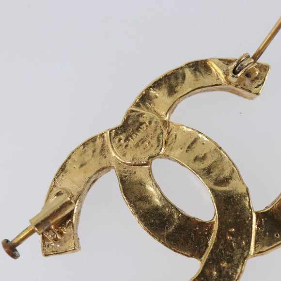 CHANEL Cocostone Brooch metal Gold CC Auth 205477M