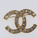 CHANEL Cocostone Brooch metal Gold CC Auth 205477M-3