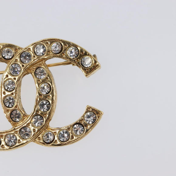 CHANEL Cocostone Brooch metal Gold CC Auth 205477M