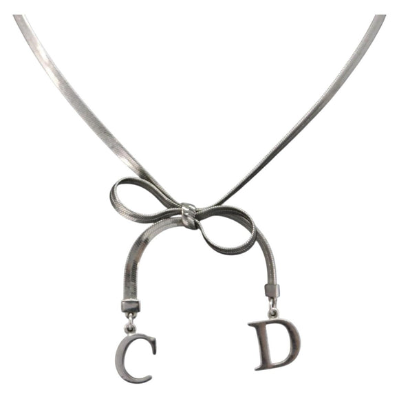 Christian Dior Necklace metal Silver Auth 205487M