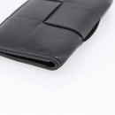 Bottega Veneta MAXI INTRECCIATO Flap Cassette Case Leather Black Auth 205489M-14