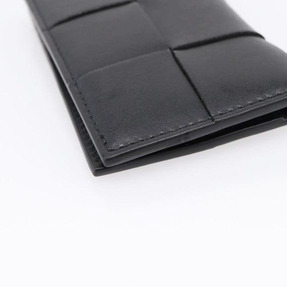 Bottega Veneta MAXI INTRECCIATO Flap Cassette Case Leather Black Auth 205489M