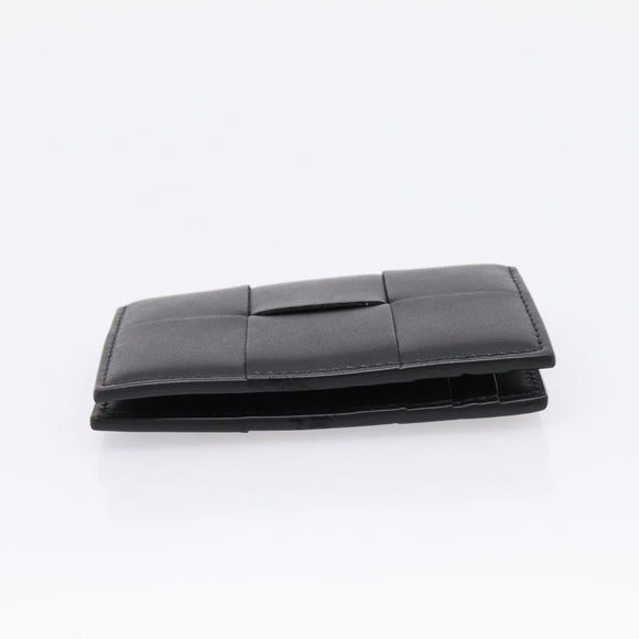 Bottega Veneta MAXI INTRECCIATO Flap Cassette Case Leather Black Auth 205489M