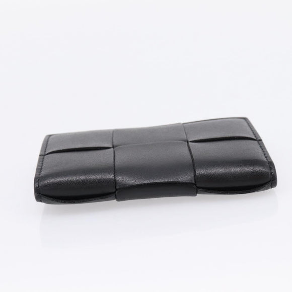 Bottega Veneta MAXI INTRECCIATO Flap Cassette Case Leather Black Auth 205489M
