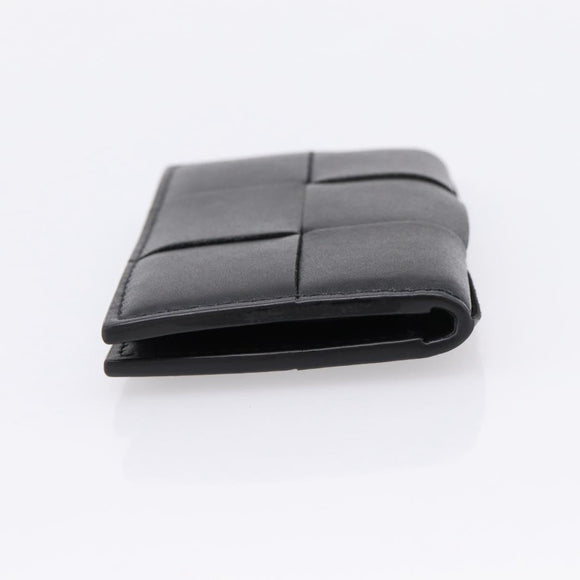 Bottega Veneta MAXI INTRECCIATO Flap Cassette Case Leather Black Auth 205489M