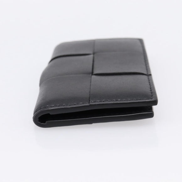 Bottega Veneta MAXI INTRECCIATO Flap Cassette Case Leather Black Auth 205489M