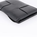 Bottega Veneta MAXI INTRECCIATO Flap Cassette Case Leather Black Auth 205489M-8