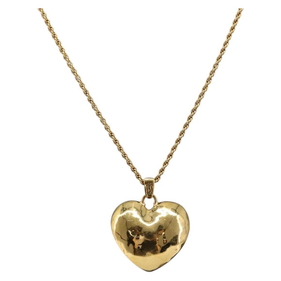 SAINT LAURENT Heart Motif Necklace metal Gold Auth 205495M
