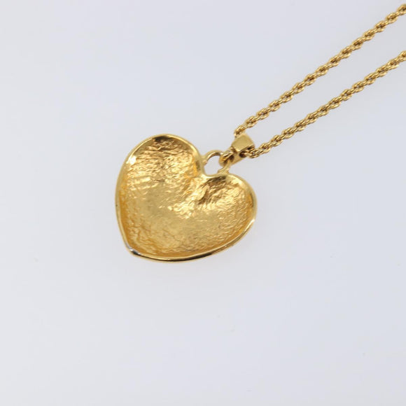 SAINT LAURENT Heart Motif Necklace metal Gold Auth 205495M