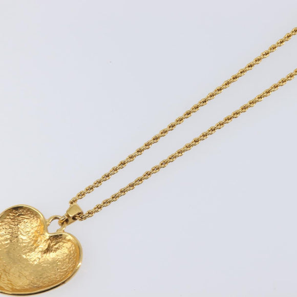 SAINT LAURENT Heart Motif Necklace metal Gold Auth 205495M