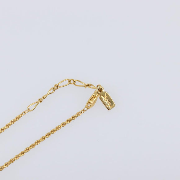 SAINT LAURENT Heart Motif Necklace metal Gold Auth 205495M