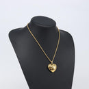 SAINT LAURENT Heart Motif Necklace metal Gold Auth 205495M-15