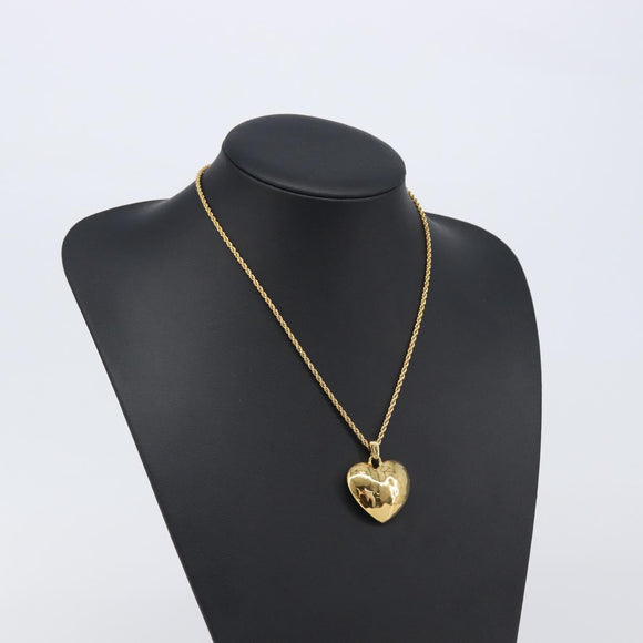 SAINT LAURENT Heart Motif Necklace metal Gold Auth 205495M