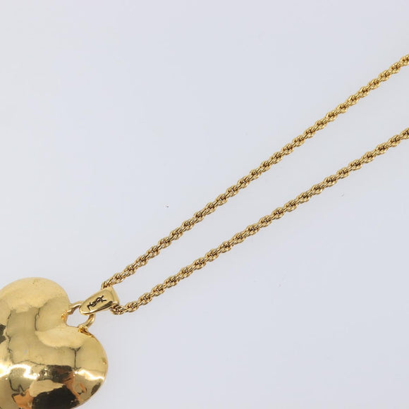 SAINT LAURENT Heart Motif Necklace metal Gold Auth 205495M