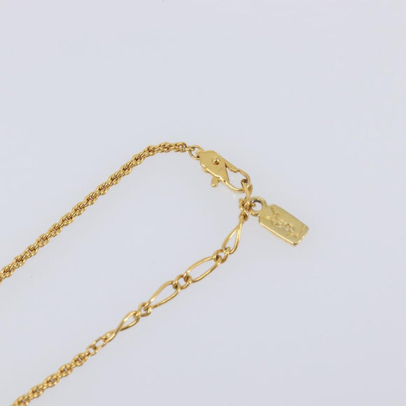 SAINT LAURENT Heart Motif Necklace metal Gold Auth 205495M