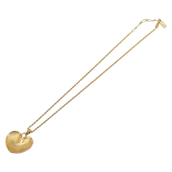 SAINT LAURENT Heart Motif Necklace metal Gold Auth 205495M