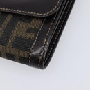 FENDI Zucca Canvas Bifold Wallet Black Brown Auth 205504V-15