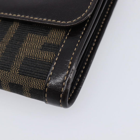 FENDI Zucca Canvas Bifold Wallet Black Brown Auth 205504V
