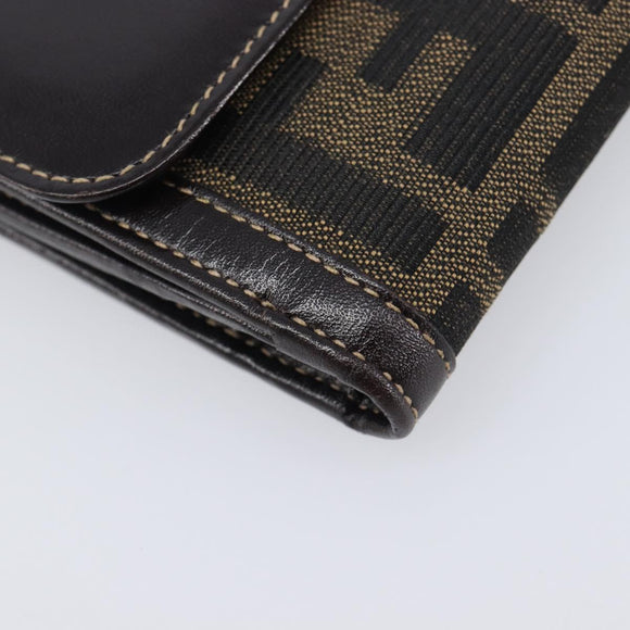 FENDI Zucca Canvas Bifold Wallet Black Brown Auth 205504V
