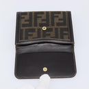 FENDI Zucca Canvas Bifold Wallet Black Brown Auth 205504V-17