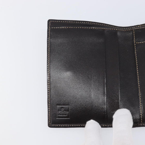 FENDI Zucca Canvas Bifold Wallet Black Brown Auth 205504V