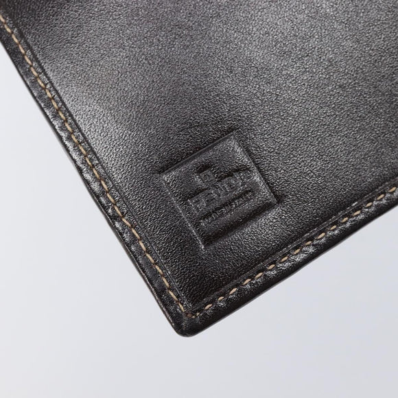 FENDI Zucca Canvas Bifold Wallet Black Brown Auth 205504V