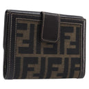 FENDI Zucca Canvas Bifold Wallet Black Brown Auth 205504V-1