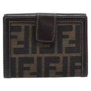 FENDI Zucca Canvas Bifold Wallet Black Brown Auth 205504V-13