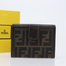 FENDI Zucca Canvas Bifold Wallet Black Brown Auth 205504V-12