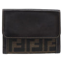 FENDI Zucca Canvas Bifold Wallet Black Brown Auth 205504V-2