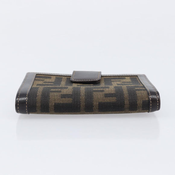 FENDI Zucca Canvas Bifold Wallet Black Brown Auth 205504V