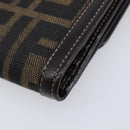 FENDI Zucca Canvas Bifold Wallet Black Brown Auth 205504V-7
