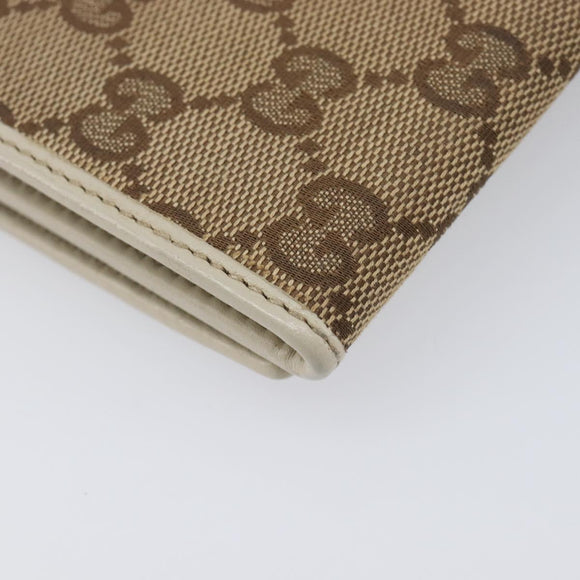 GUCCI GG Canvas Web Sherry Line Long Wallet Beige Gold Auth 205505V