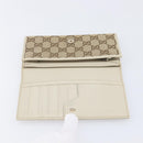 GUCCI GG Canvas Web Sherry Line Long Wallet Beige Gold Auth 205505V-8