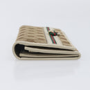 GUCCI GG Canvas Web Sherry Line Long Wallet Beige Gold Auth 205505V-4