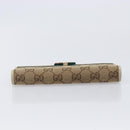 GUCCI GG Canvas Web Sherry Line Long Wallet Beige Gold Auth 205505V-5
