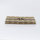 GUCCI GG Canvas Web Sherry Line Long Wallet Beige Gold Auth 205505V-6