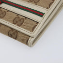 GUCCI GG Canvas Web Sherry Line Long Wallet Beige Gold Auth 205505V-7