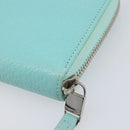 Tiffany & Co. Long Wallet Leather Blue Silver Auth 205507A-16