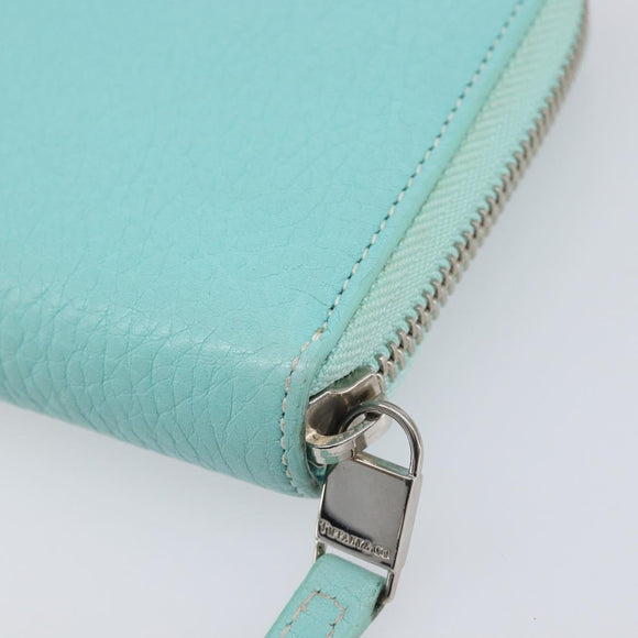 Tiffany & Co. Long Wallet Leather Blue Silver Auth 205507A
