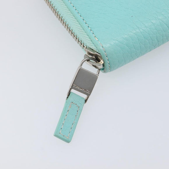 Tiffany & Co. Long Wallet Leather Blue Silver Auth 205507A