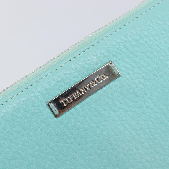 Tiffany & Co. Long Wallet Leather Blue Silver Auth 205507A