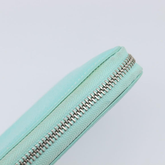 Tiffany & Co. Long Wallet Leather Blue Silver Auth 205507A
