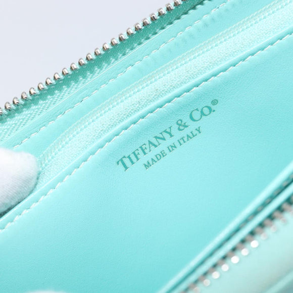 Tiffany & Co. Long Wallet Leather Blue Silver Auth 205507A
