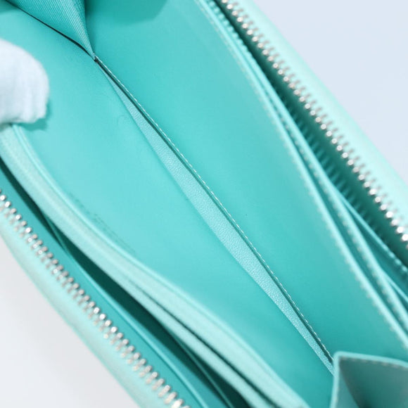 Tiffany & Co. Long Wallet Leather Blue Silver Auth 205507A