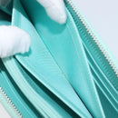 Tiffany & Co. Long Wallet Leather Blue Silver Auth 205507A-23
