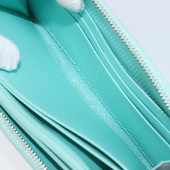 Tiffany & Co. Long Wallet Leather Blue Silver Auth 205507A