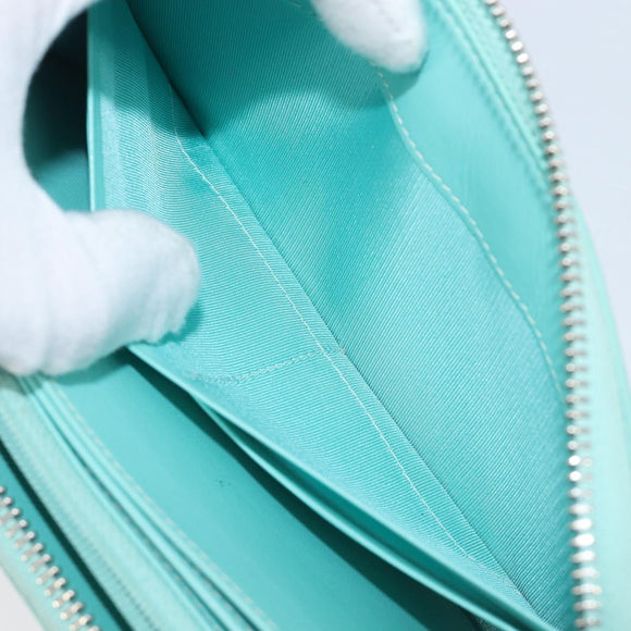 Tiffany & Co. Long Wallet Leather Blue Silver Auth 205507A