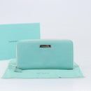 Tiffany & Co. Long Wallet Leather Blue Silver Auth 205507A-12