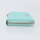 Tiffany & Co. Long Wallet Leather Blue Silver Auth 205507A-3